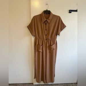 Elegant Brown Button-Up Jumpsuit